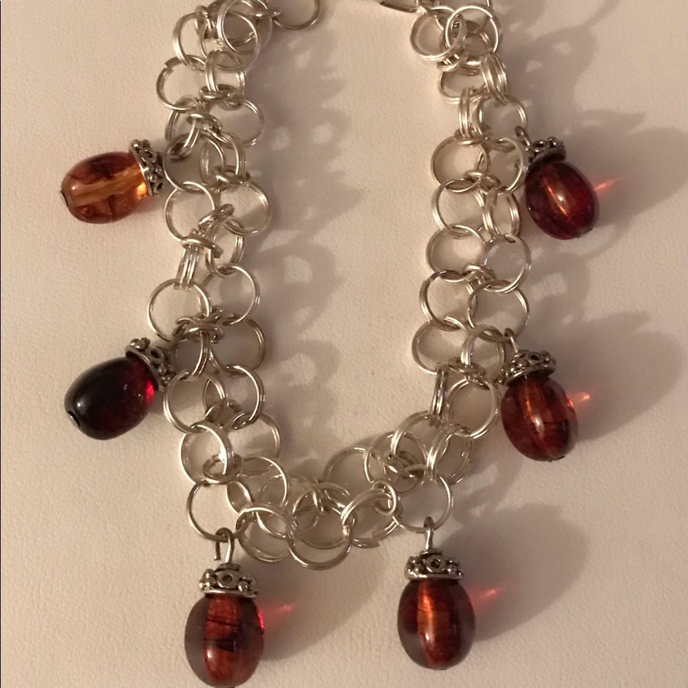 Handmade Silver Loop Charm Bracelet 8”